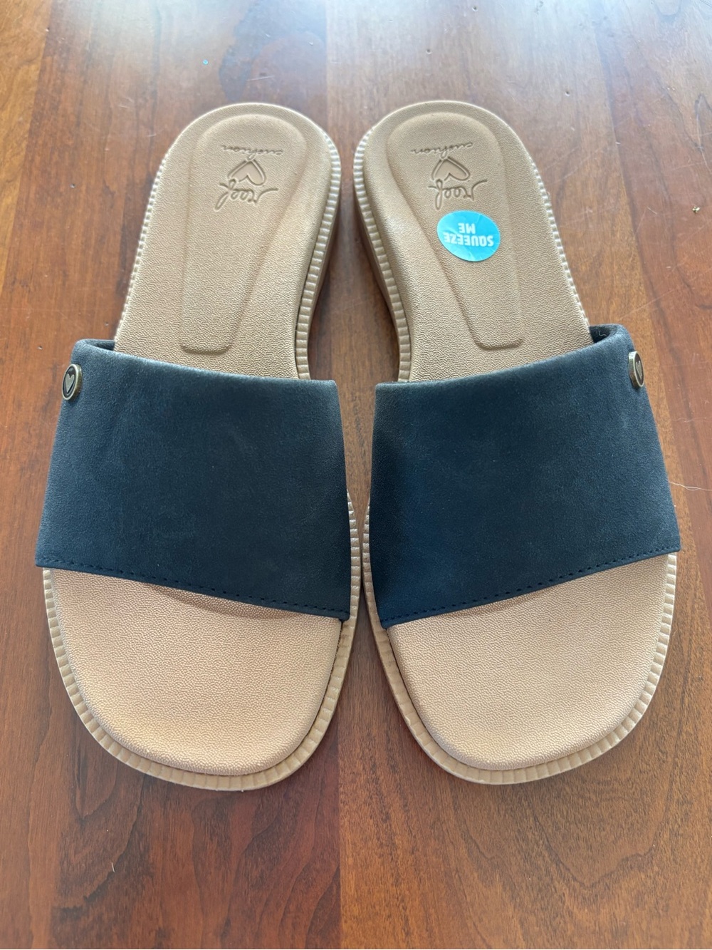 Reef Sunny Arrianah Slide Sandals Black/Tan Size 6